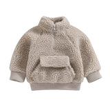 Solid Fluffy Pocket Baby Jacket - Wearebambino - 3 - 6 M - Solid Fluffy Pocket Baby Jacket