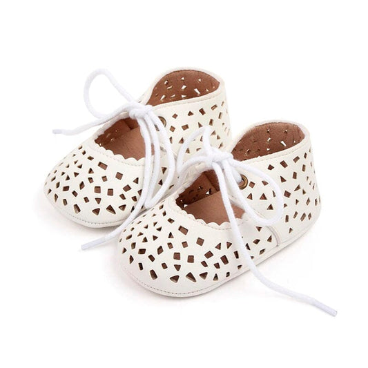 Solid Hollowed Baby Shoes - Wearebambino - White - 1 - Solid Hollowed Baby Shoes