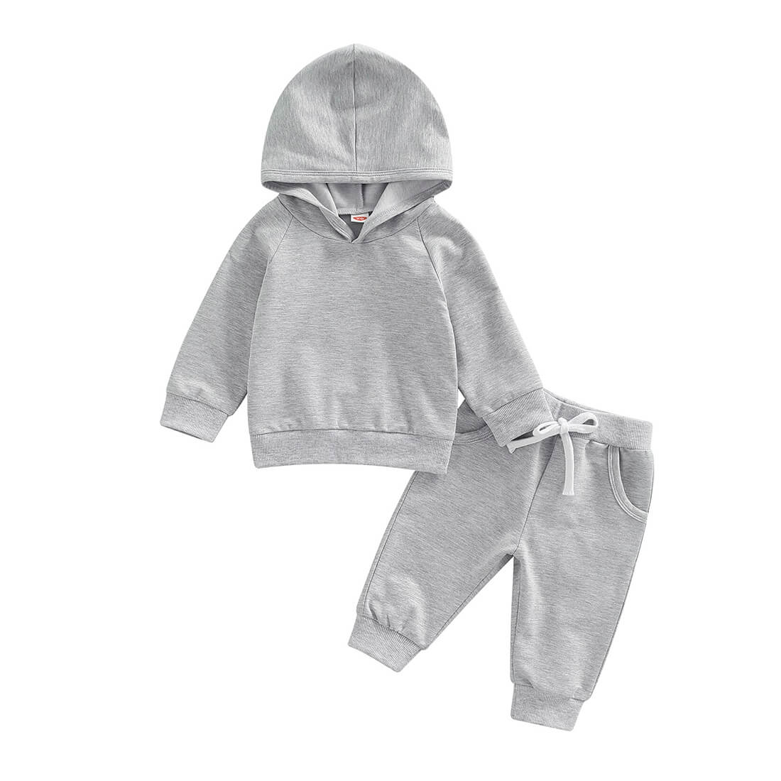 Solid Hooded Baby Set - Wearebambino - Gray - 3 - 6 M - Solid Hooded Baby Set