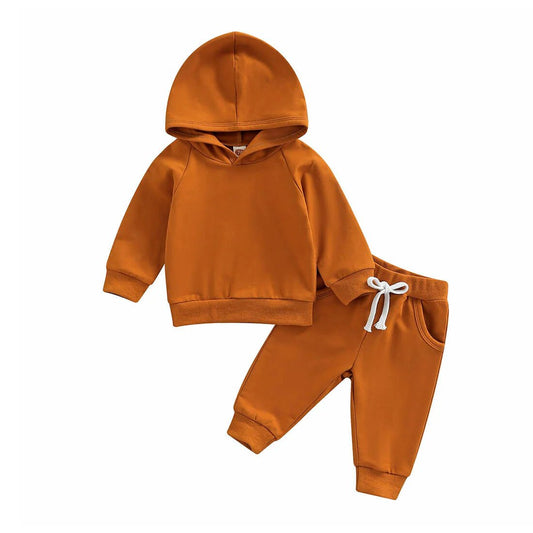 Solid Hooded Baby Set - Wearebambino - Brown - 3 - 6 M - Solid Hooded Baby Set