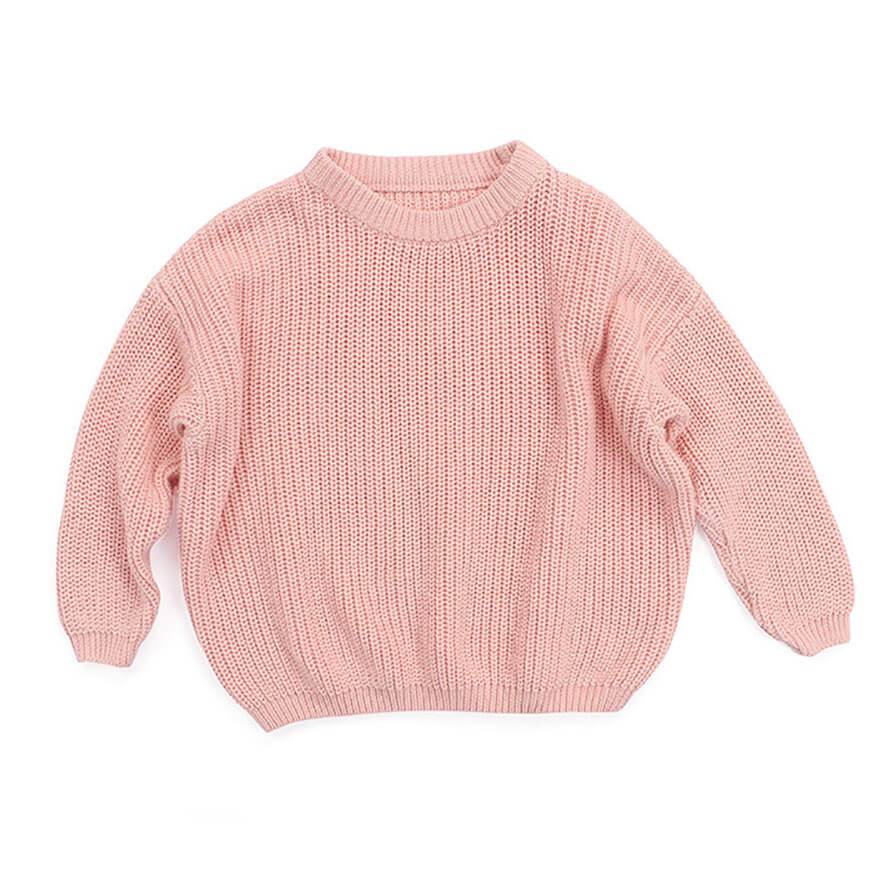 Solid Knitted Toddler Sweater - Wearebambino - Pink - 9 - 12 M - Solid Knitted Toddler Sweater