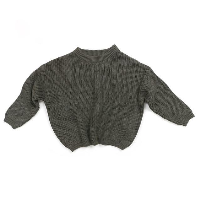 Solid Knitted Toddler Sweater - Wearebambino - Gray - 9 - 12 M - Solid Knitted Toddler Sweater