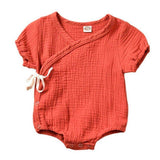 Solid Linen Baby Bodysuit - Wearebambino - Red - 0 - 3 M - Solid Linen Baby Bodysuit