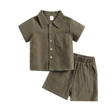 Solid Linen Shirt Toddler Set - Wearebambino - 9 - 12 M - Solid Linen Shirt Toddler Set