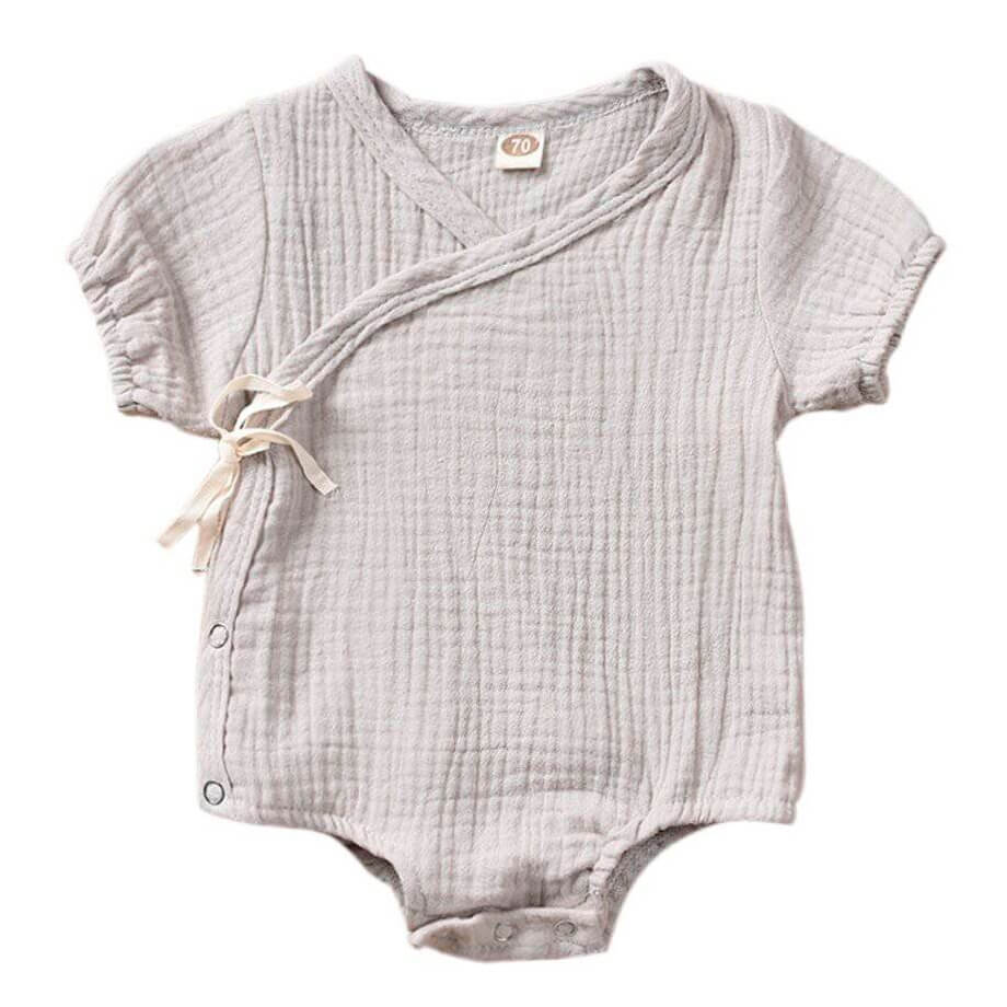 Solid Linen Wrap Baby Bodysuit - Wearebambino - 0 - 3 M - Solid Linen Wrap Baby Bodysuit