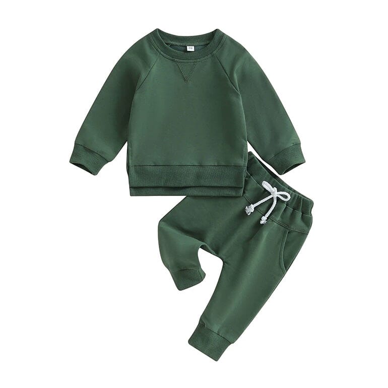 Solid Long Sleeve Baby Set - Wearebambino - Green - 3 - 6 M - Solid Long Sleeve Baby Set