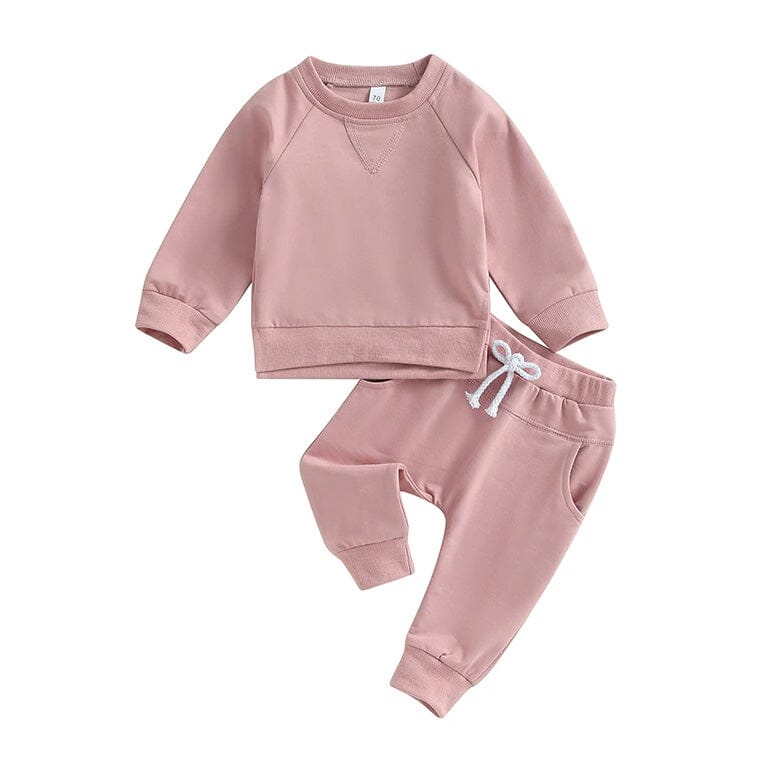 Solid Long Sleeve Baby Set - Wearebambino - Pink - 3 - 6 M - Solid Long Sleeve Baby Set