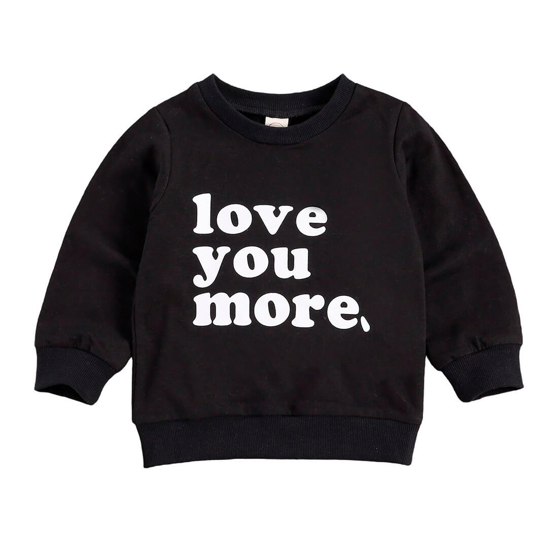 Solid Love You More Toddler Sweatshirt - Wearebambino - Black - 9 - 12 M - Solid Love You More Toddler Sweatshirt