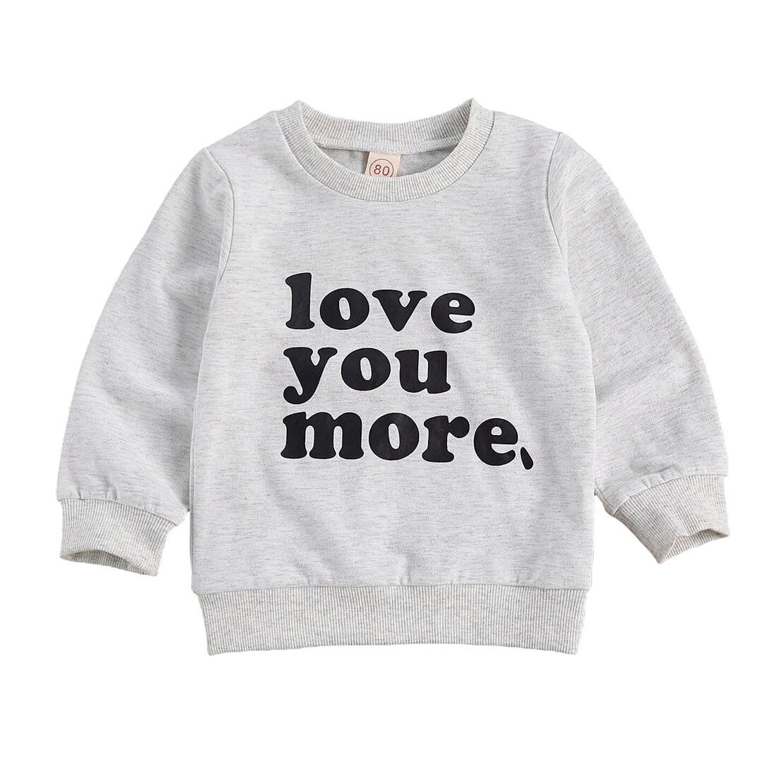 Solid Love You More Toddler Sweatshirt - Wearebambino - Gray - 9 - 12 M - Solid Love You More Toddler Sweatshirt