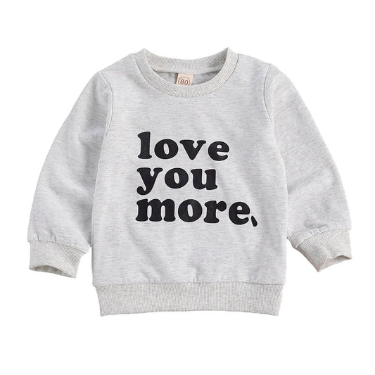 Solid Love You More Toddler Sweatshirt - Wearebambino - Gray - 9 - 12 M - Solid Love You More Toddler Sweatshirt