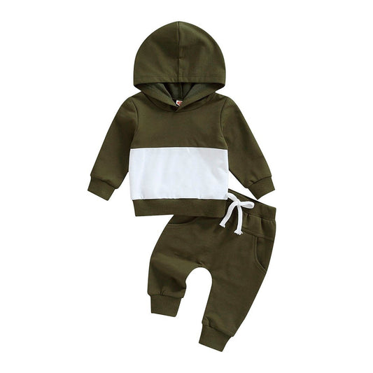 Solid Pants Hooded Toddler Set - Wearebambino - Green - 9 - 12 M - Solid Pants Hooded Toddler Set