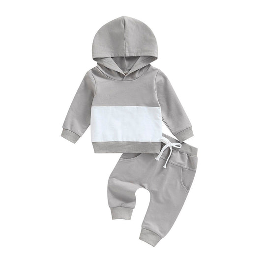 Solid Pants Hooded Toddler Set - Wearebambino - Gray - 9 - 12 M - Solid Pants Hooded Toddler Set