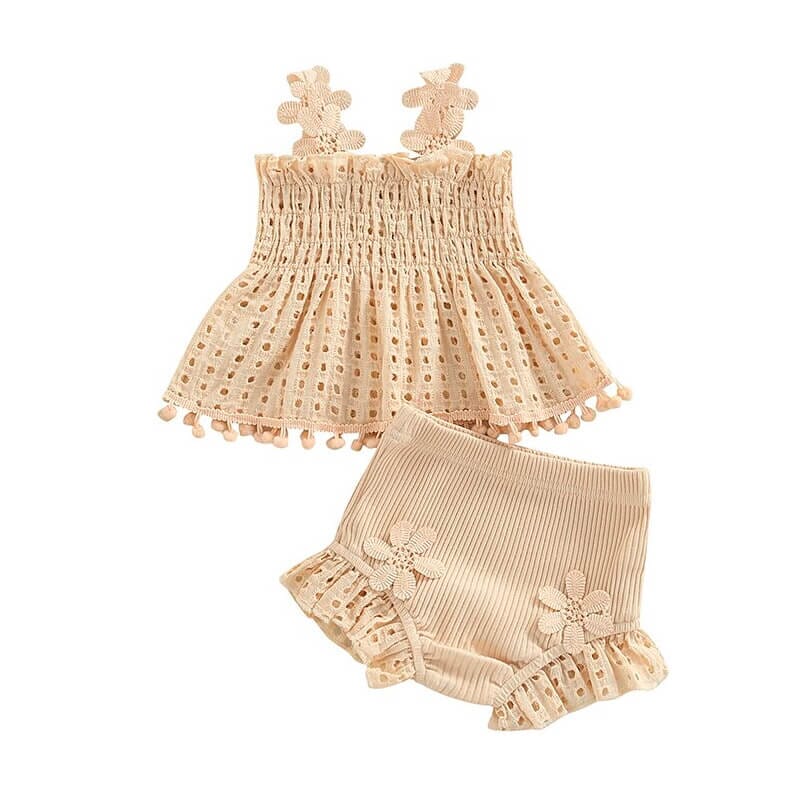 Solid Pleated Baby Set - Wearebambino - 0 - 3 M - Solid Pleated Baby Set