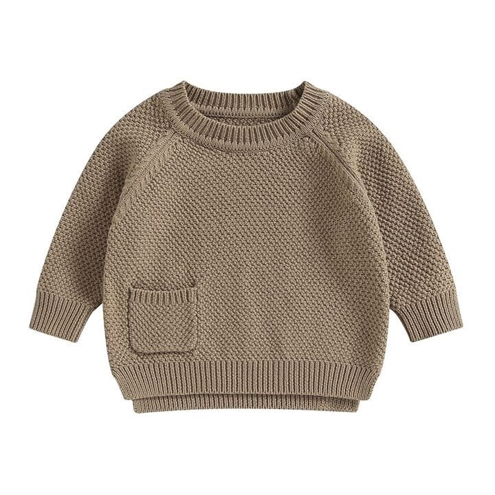 Solid Pocket Knitted Baby Sweater - Wearebambino - Green - 3 - 6 M - Solid Pocket Knitted Baby Sweater