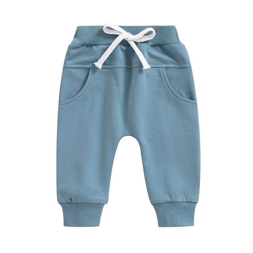 Solid Pockets Baby Pants - Wearebambino - Blue - 9 - 12 M - Solid Pockets Baby Pants