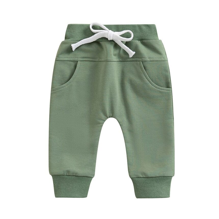 Solid Pockets Baby Pants - Wearebambino - Green - 3 - 6 M - Solid Pockets Baby Pants