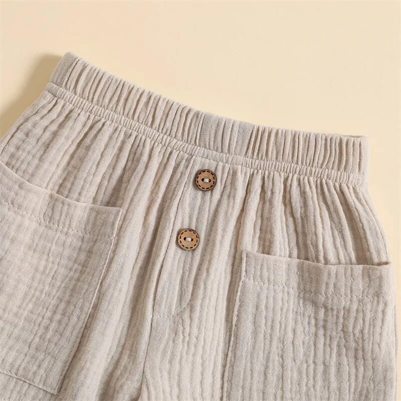 Solid Pockets Baby Shorts - Wearebambino - Beige - 3 - 6 M - Solid Pockets Baby Shorts