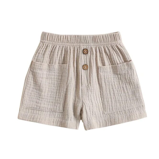 Solid Pockets Baby Shorts - Wearebambino - Beige - 3 - 6 M - Solid Pockets Baby Shorts