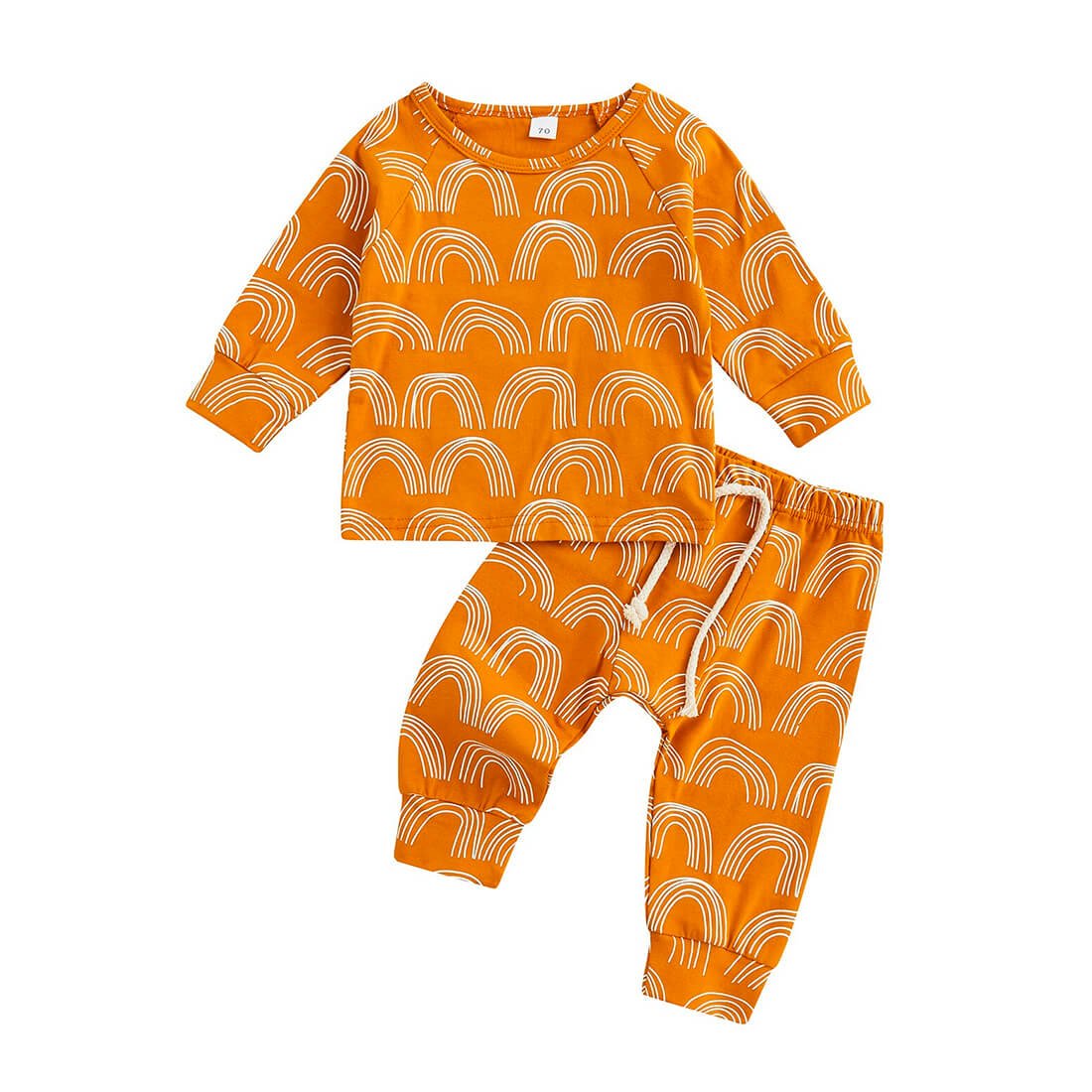 Solid Rainbow Baby Pajama Set - Wearebambino - Orange - 3 - 6 M - Solid Rainbow Baby Pajama Set