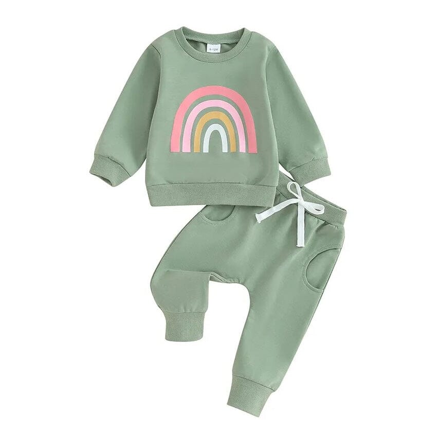 Solid Rainbow Baby Set - Wearebambino - Green - 3 - 6 M - Solid Rainbow Baby Set