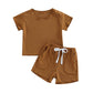 Solid Ribbed Baby Set - Wearebambino - Brown - 3 - 6 M - Solid Ribbed Baby Set