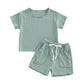 Solid Ribbed Baby Set - Wearebambino - Green - 3 - 6 M - Solid Ribbed Baby Set