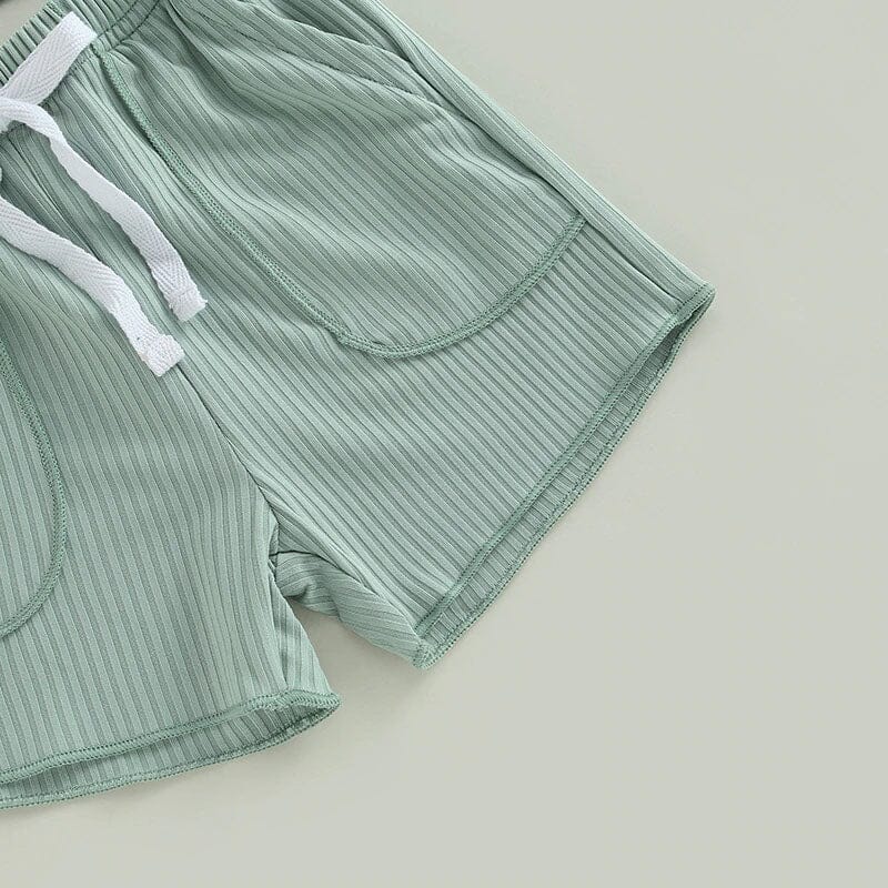 Solid Ribbed Baby Set - Wearebambino - Green - 3 - 6 M - Solid Ribbed Baby Set