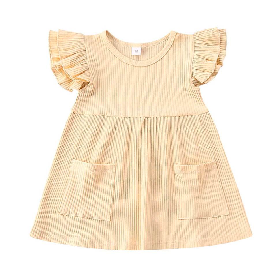 Solid Ribbed Toddler Dress - Wearebambino - Yellow - 12 - 18 M - Solid Ribbed Toddler Dress