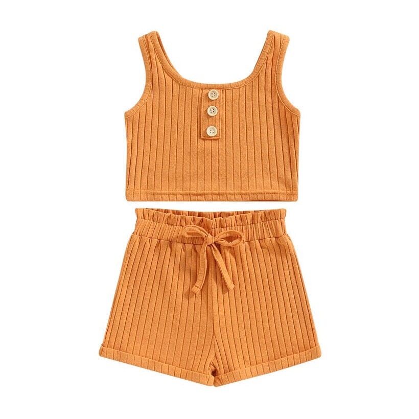 Solid Ribbed Toddler Set - Wearebambino - Orange - 9 - 12 M - Solid Ribbed Toddler Set