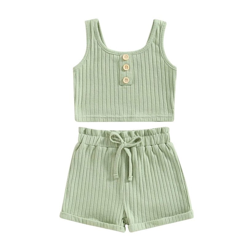 Solid Ribbed Toddler Set - Wearebambino - Green - 9 - 12 M - Solid Ribbed Toddler Set