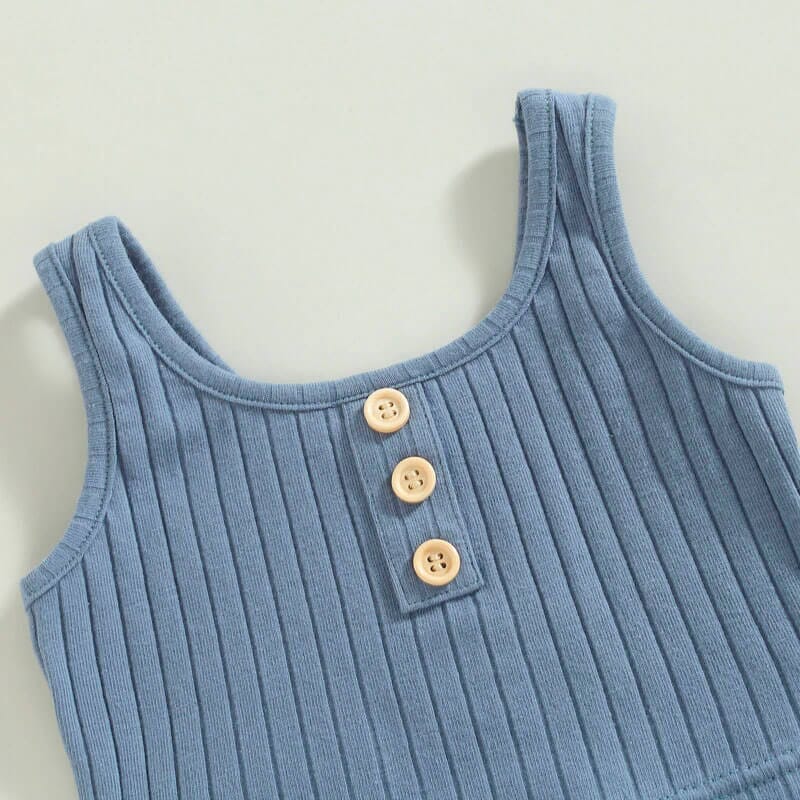 Solid Ribbed Toddler Set - Wearebambino - Blue - 9 - 12 M - Solid Ribbed Toddler Set