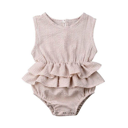 Solid Ruffle Baby Romper - Wearebambino - Beige - 3 - 6 M - Solid Ruffle Baby Romper