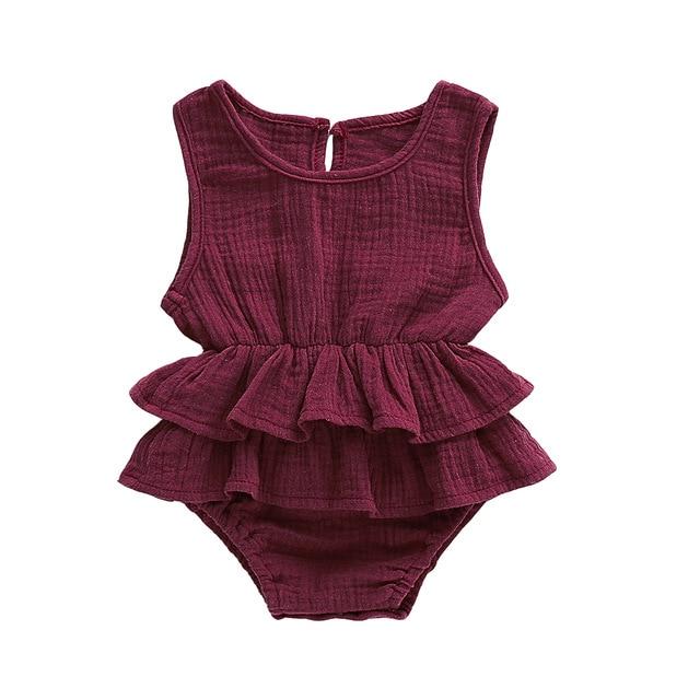 Solid Ruffle Baby Romper - Wearebambino - Red - 3 - 6 M - Solid Ruffle Baby Romper