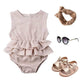 Solid Ruffle Baby Romper - Wearebambino - Beige - 3 - 6 M - Solid Ruffle Baby Romper