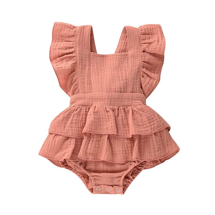 Solid Ruffled Baby Romper - Wearebambino - Red - 0 - 3 M - Solid Ruffled Baby Romper