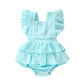 Solid Ruffled Baby Romper - Wearebambino - Blue - 0 - 3 M - Solid Ruffled Baby Romper