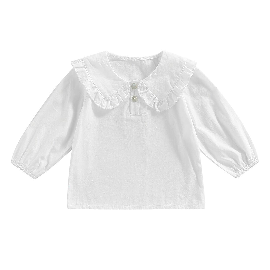 Solid Ruffled Collar Toddler Shirt - Wearebambino - White - 9 - 12 M - Solid Ruffled Collar Toddler Shirt