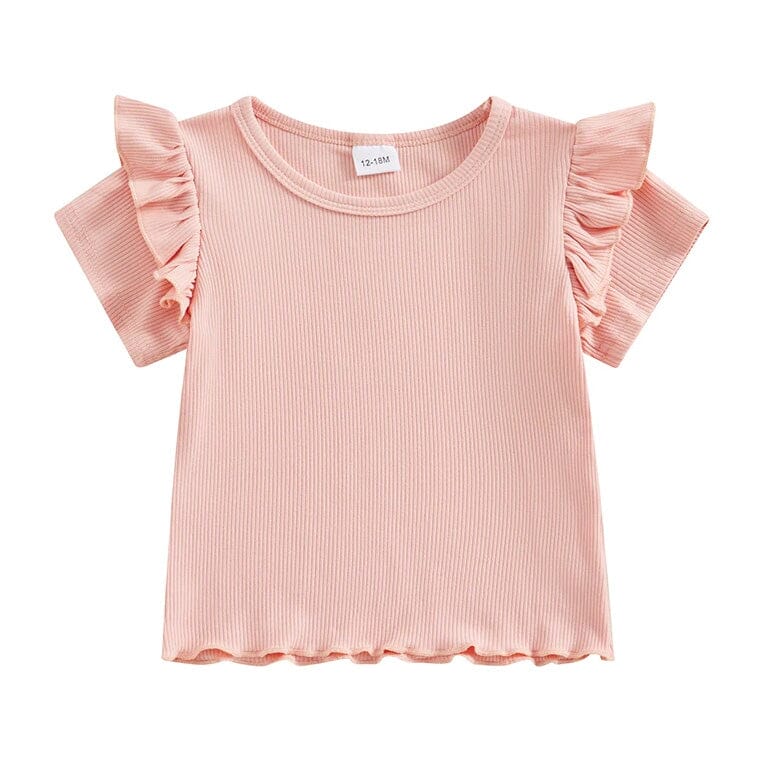 Solid Ruffled Toddler Tee - Wearebambino - Pink - 12 - 18 M - Solid Ruffled Toddler Tee