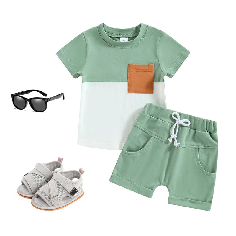 Solid Shorts Pocket Baby Set - Wearebambino - 3 - 6 M - Solid Shorts Pocket Baby Set