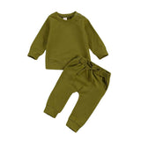 Solid Sweatshirt Baby Set - Wearebambino - Green - 3 - 6 M - Solid Sweatshirt Baby Set