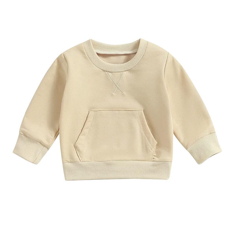 Solid Toddler Sweatshirt - Wearebambino - Beige - 9 - 12 M - Solid Toddler Sweatshirt