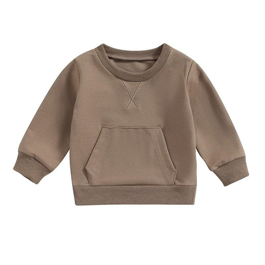 Solid Toddler Sweatshirt - Wearebambino - Brown - 9 - 12 M - Solid Toddler Sweatshirt