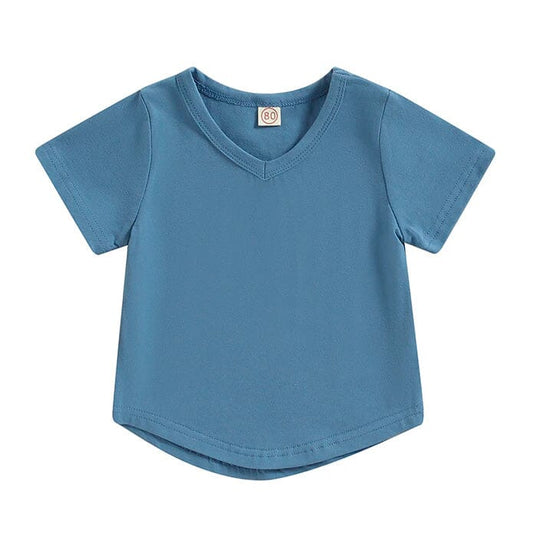 Solid V - Neck Toddler Tee - Wearebambino - Blue - 9 - 12 M - Solid V - Neck Toddler Tee