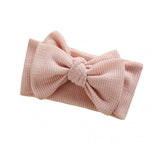 Solid Waffle Big Bow Headband - Wearebambino - Beige - Solid Waffle Big Bow Headband