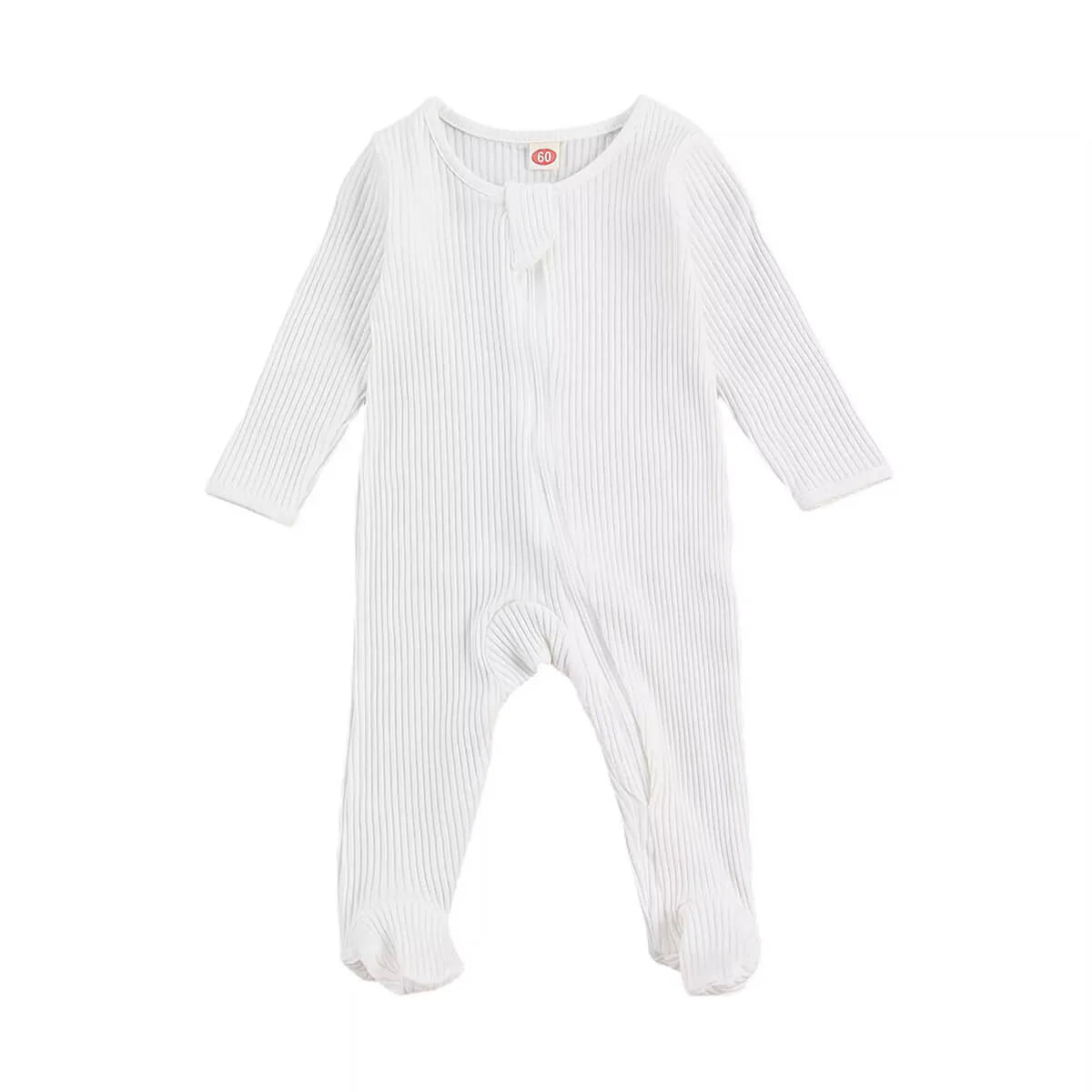 Solid Zipper Footed Baby Jumpsuit - Wearebambino - White - 0 - 3 M - Solid Zipper Footed Baby Jumpsuit