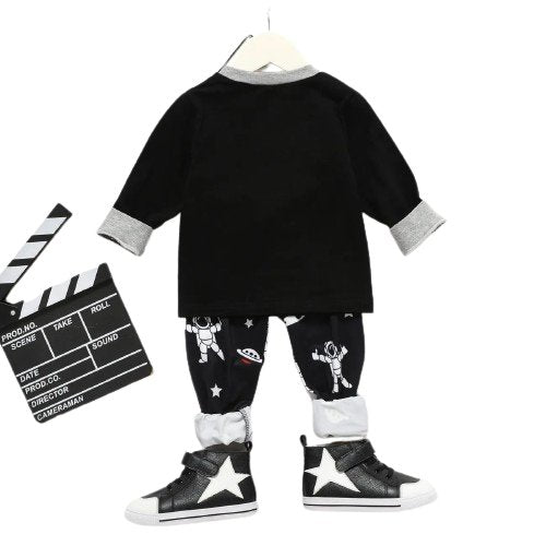 Space Adventure Pullover & Pants Set - Wearebambino - Black - 18 - 24 M - Space Adventure Pullover & Pants Set