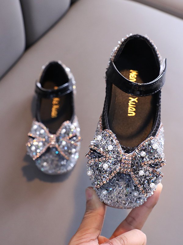 Sparkly Bow Mary Jane Shoes By Bambino - Wearebambino - Black - 1 - Sparkly Bow Mary Jane Shoes By Bambino