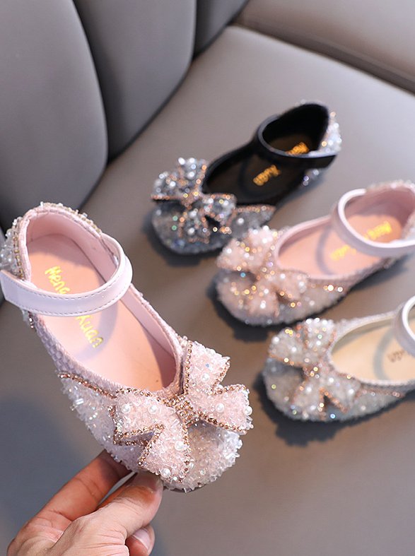 Sparkly Bow Mary Jane Shoes By Bambino - Wearebambino - Pink - 1 - Sparkly Bow Mary Jane Shoes By Bambino