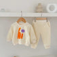 Spring Cartoon Sweatshirt & Pants Set for Baby Girl - Wearebambino - Beige - 9 M - Spring Cartoon Sweatshirt & Pants Set for Baby Girl