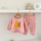 Spring Cartoon Sweatshirt & Pants Set for Baby Girl - Wearebambino - Pink - 9 M - Spring Cartoon Sweatshirt & Pants Set for Baby Girl